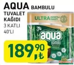 AQUA TUVALET KAĞIDI 3 KATLI 40'LI